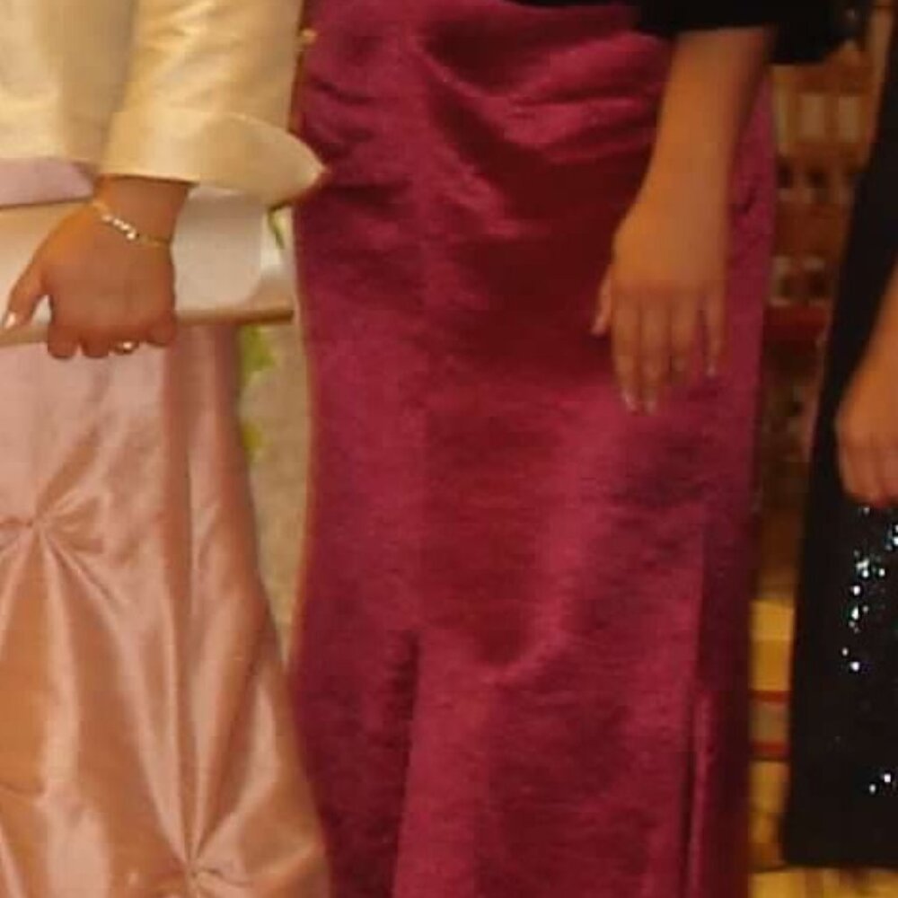 David Meister Burgundy Halter Gown Maxi Dress